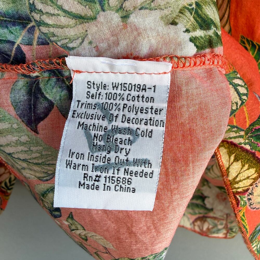 NWT Johnny Was Boho Tassel blouse - Beachy 100% cotton orange Tropical MSRP $205 - Picture 8 of 8